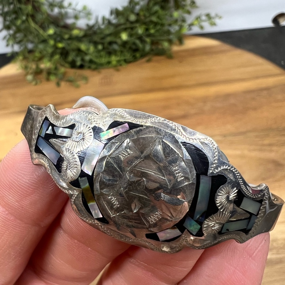 Alpaca Silver Abalone Western cuff Bracelet